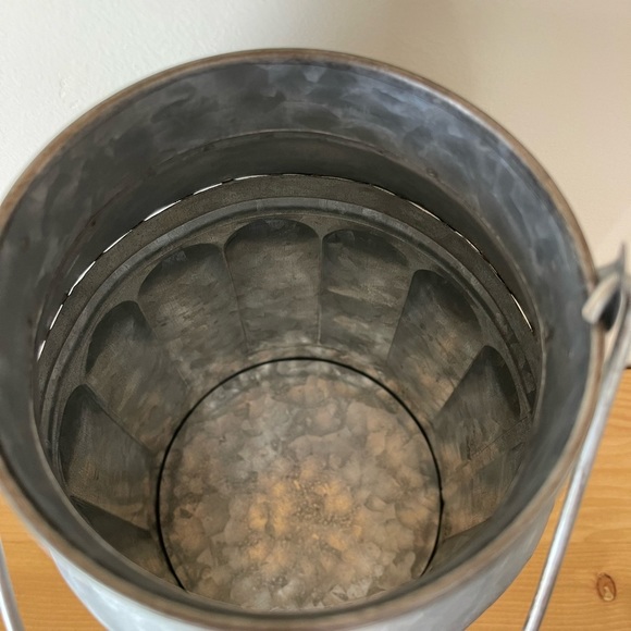 Galvanized Milk Can with Wooden Handle - Picture 3 of 8